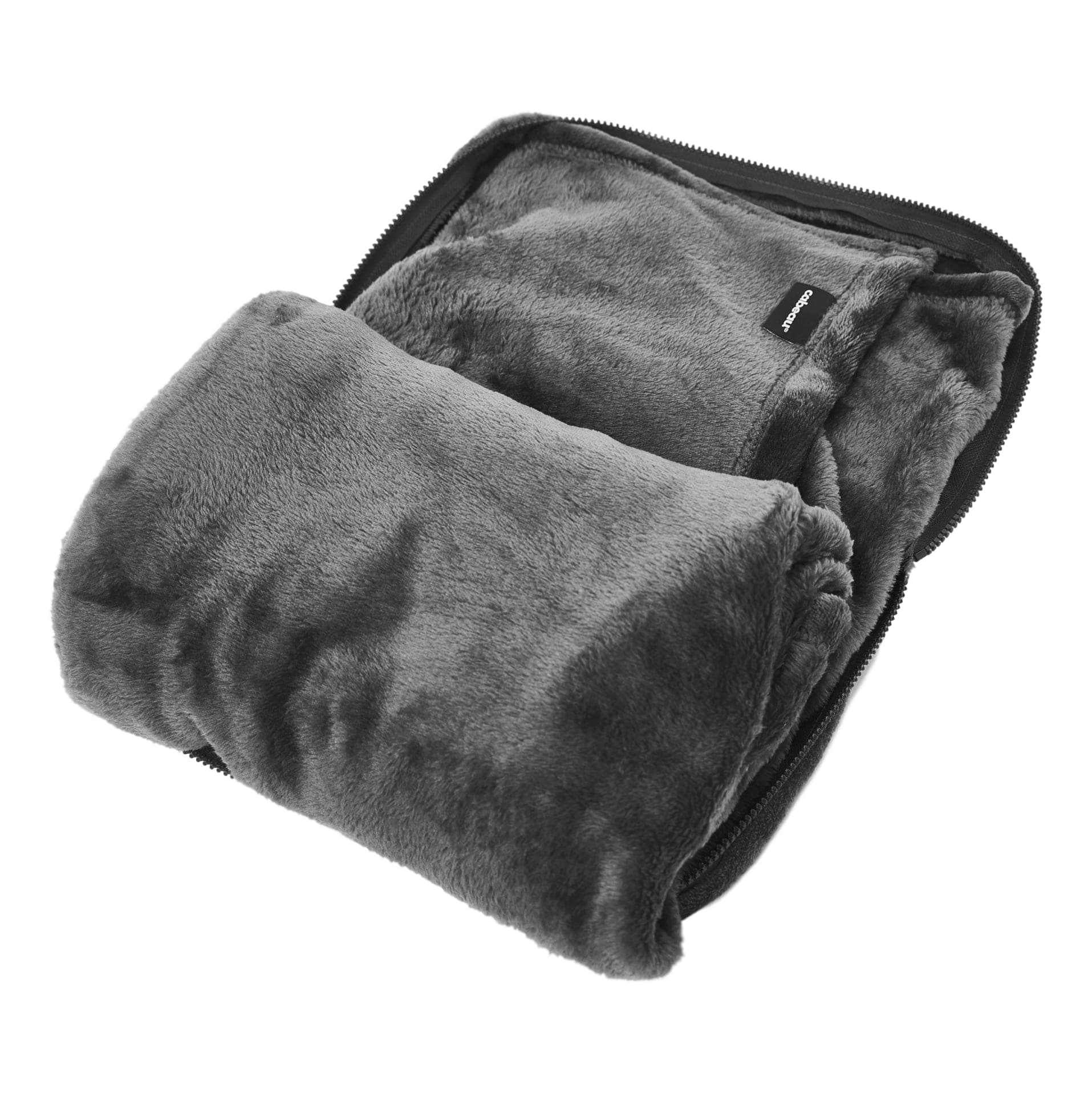 Grey fold and go travel blanket 