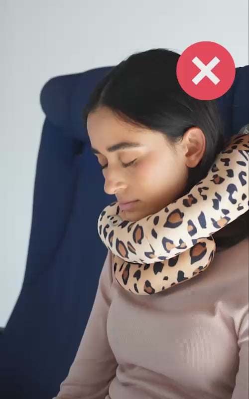 Load video: Showcasing comfortable Cabeau neck pillows vs uncomfortable competitor neck pillows 
