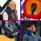 Multiple ways to wear the Evolution earth pillow featuring a woman and a man in different settings 