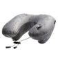 Grey Air Evolution Neck pillow upside down to show inflation valve 