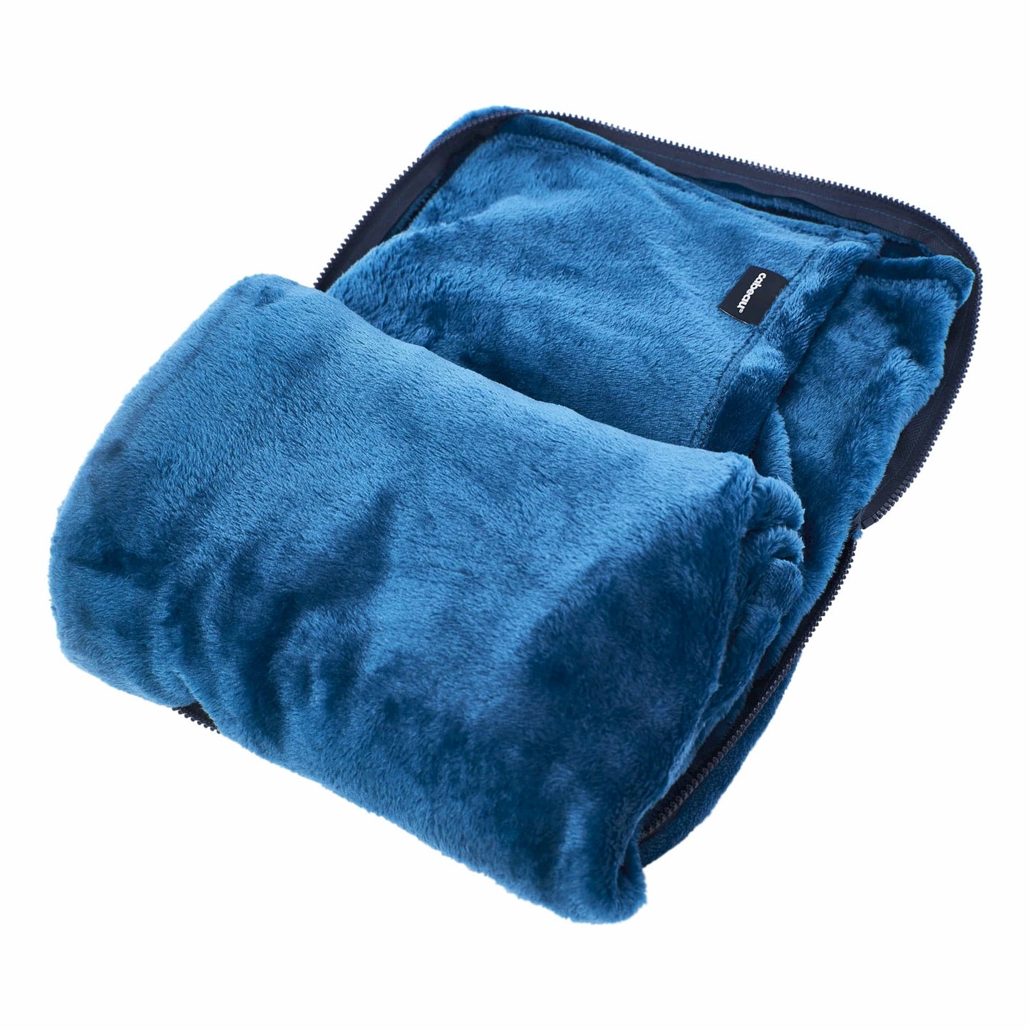 Blue fold and go travel blanket 